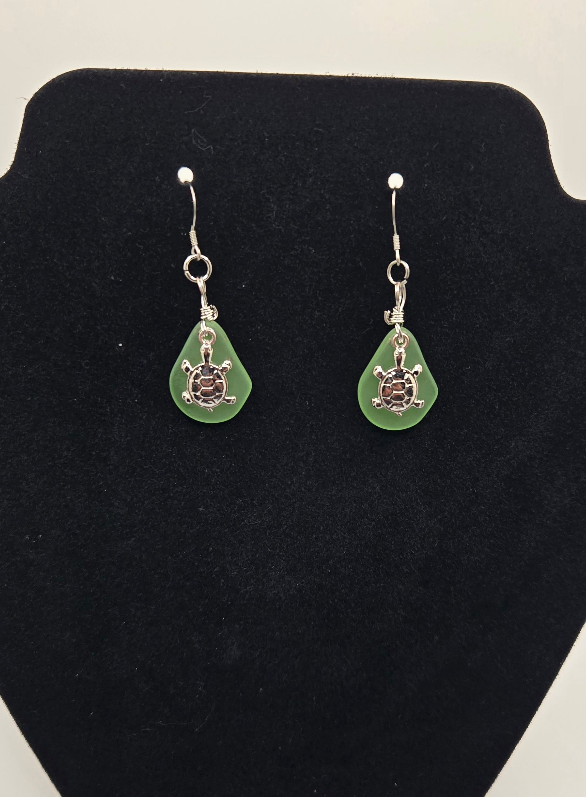Green Turtle Earrings
