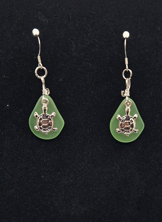 Green Turtle Earrings