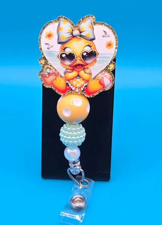 Beach Chick Acrylic Badge Reel