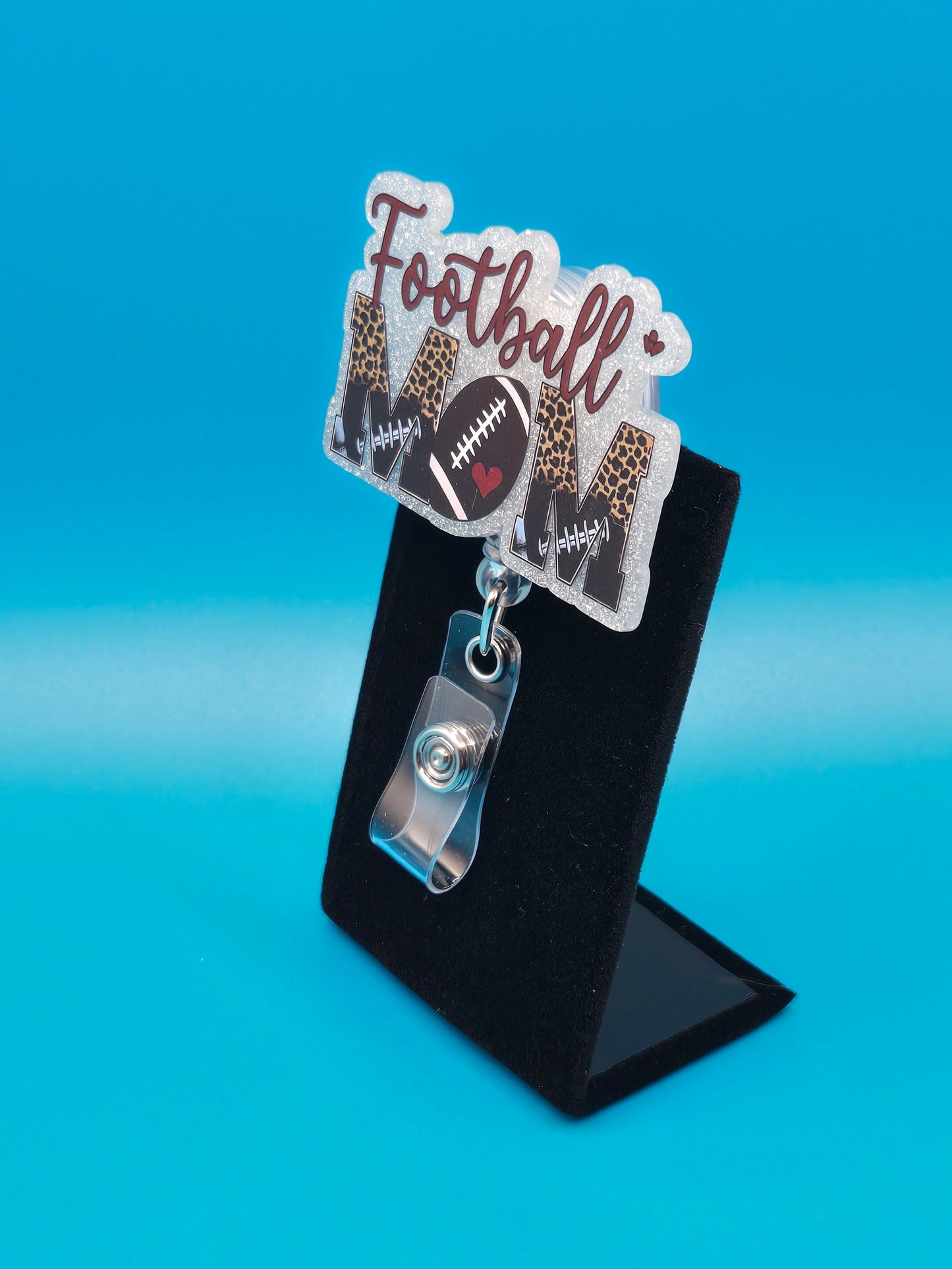 Sports Themed Football Mom Acrylic Badge Reel