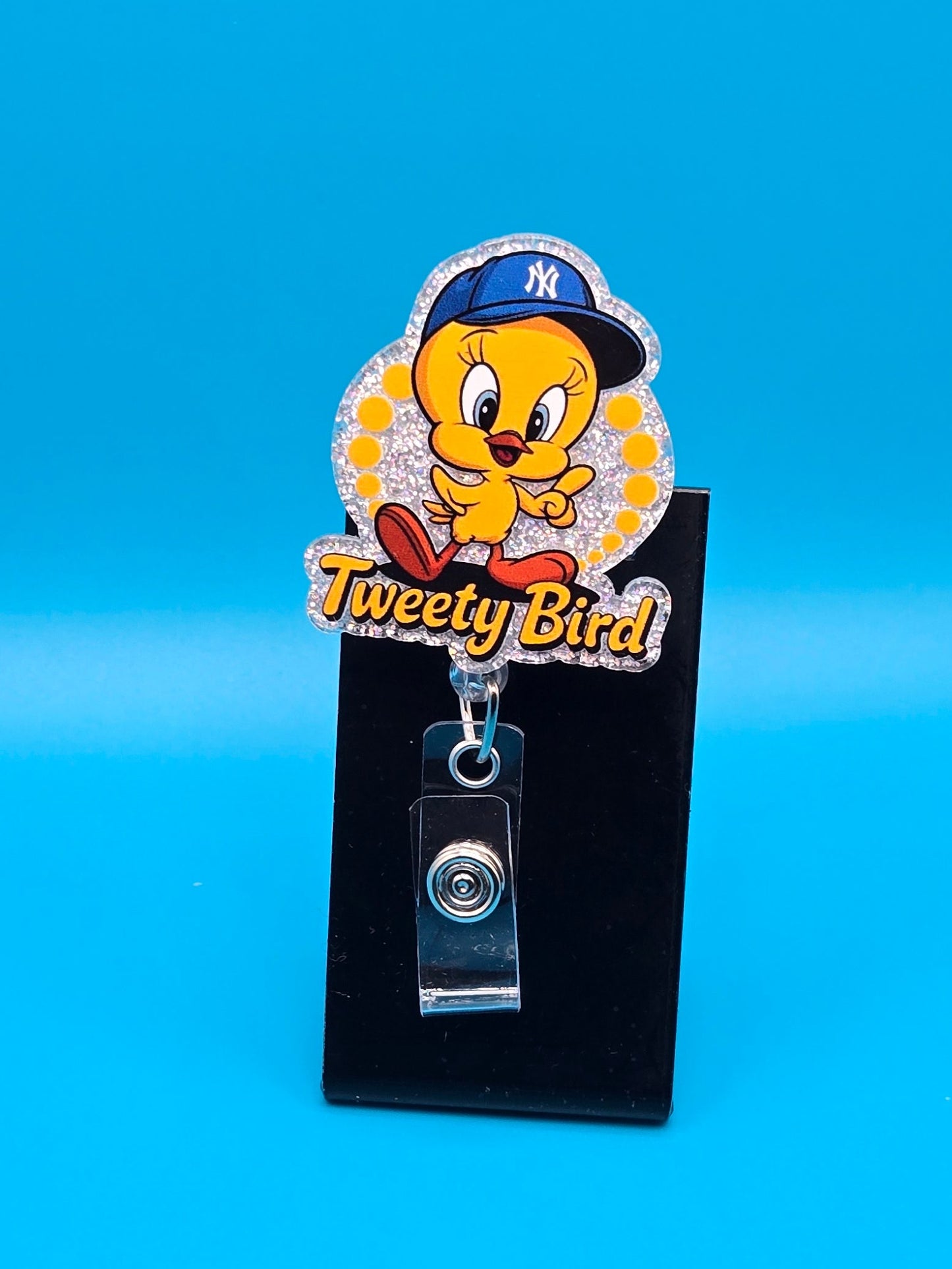 Sports Themed Cartoon Baseball,  Acrylic Badge Reel