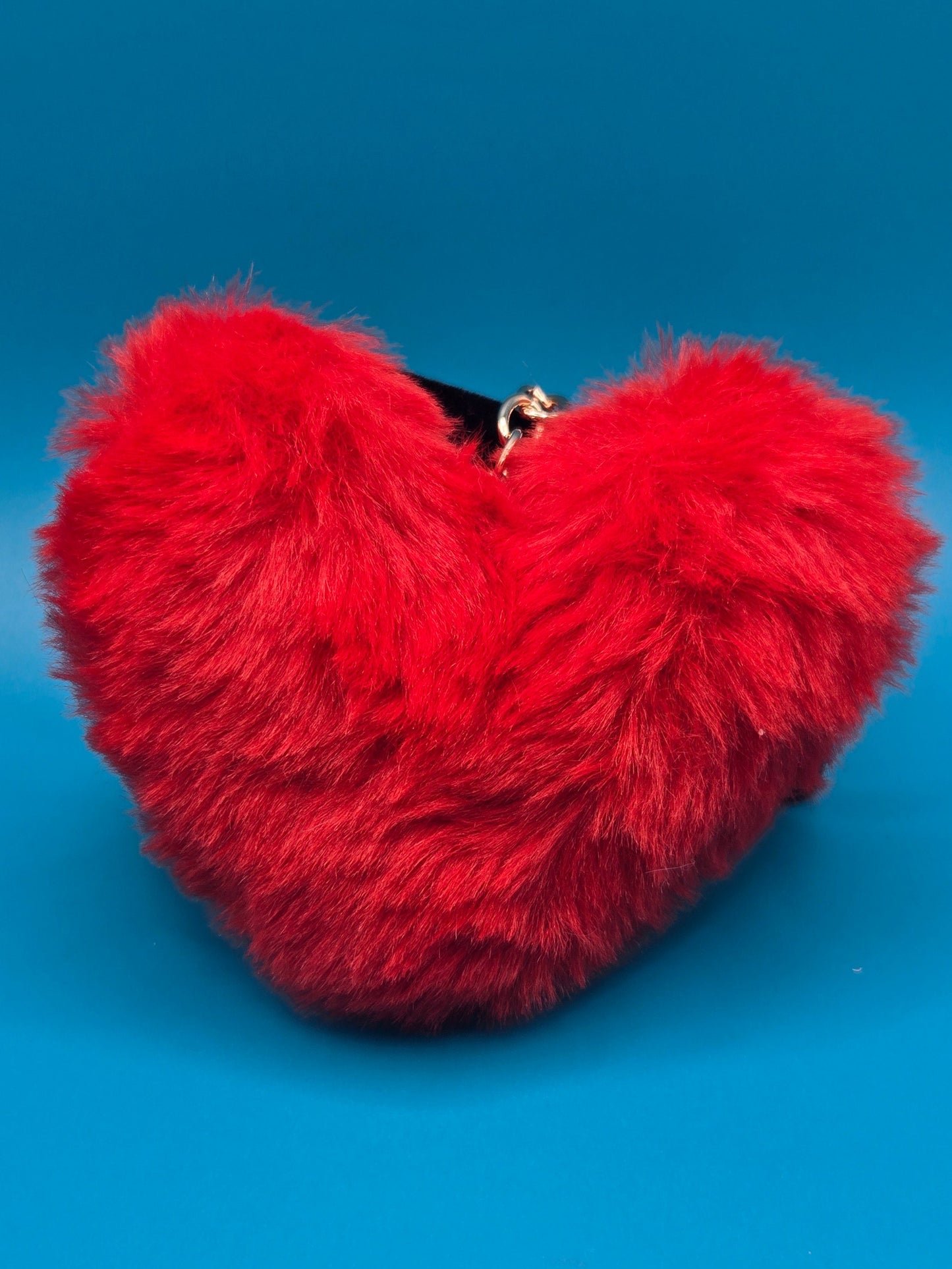 Fuzzy Plush Heart Keychain