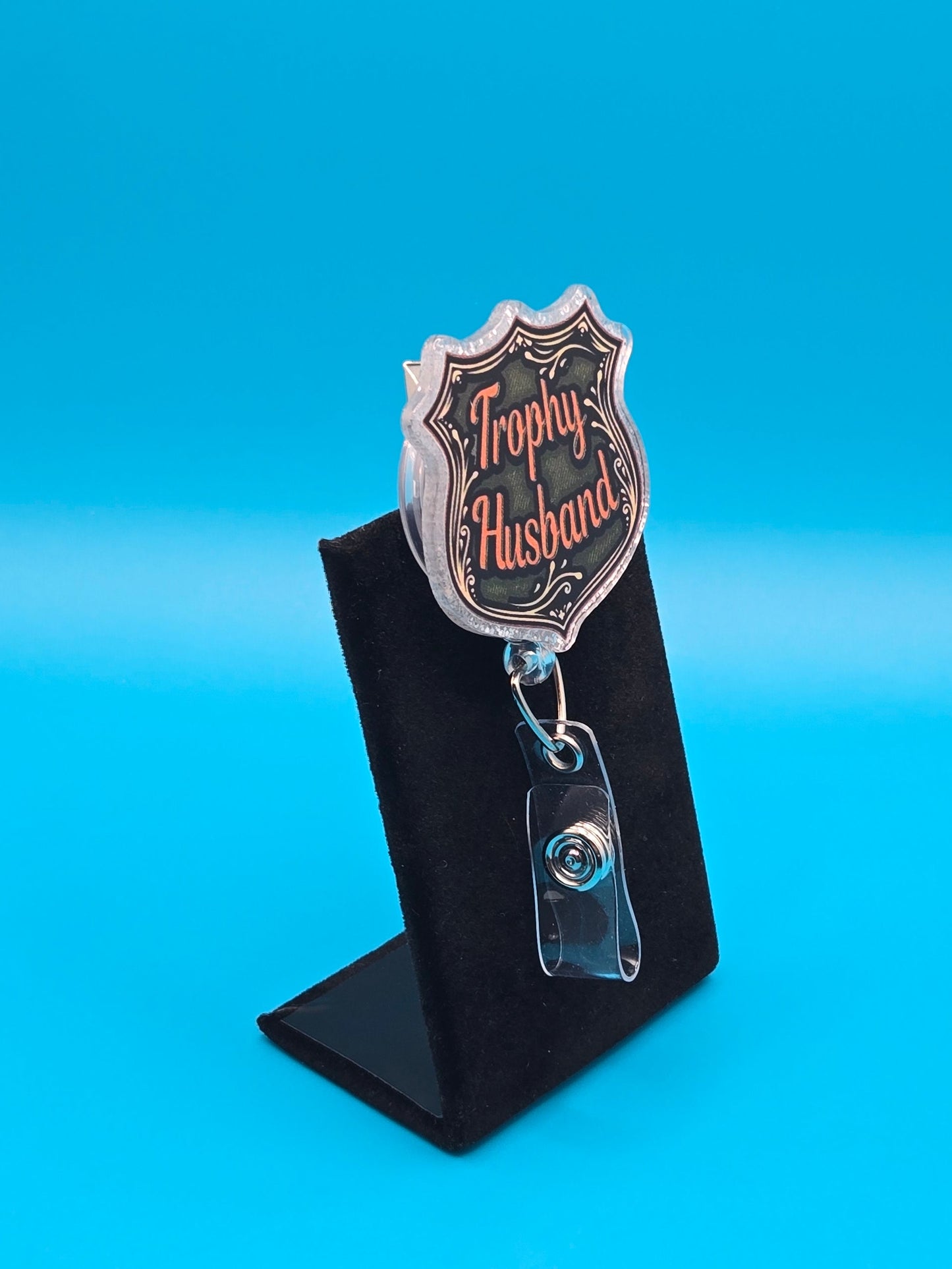 Trophy Husband Acrylic Badge Reel