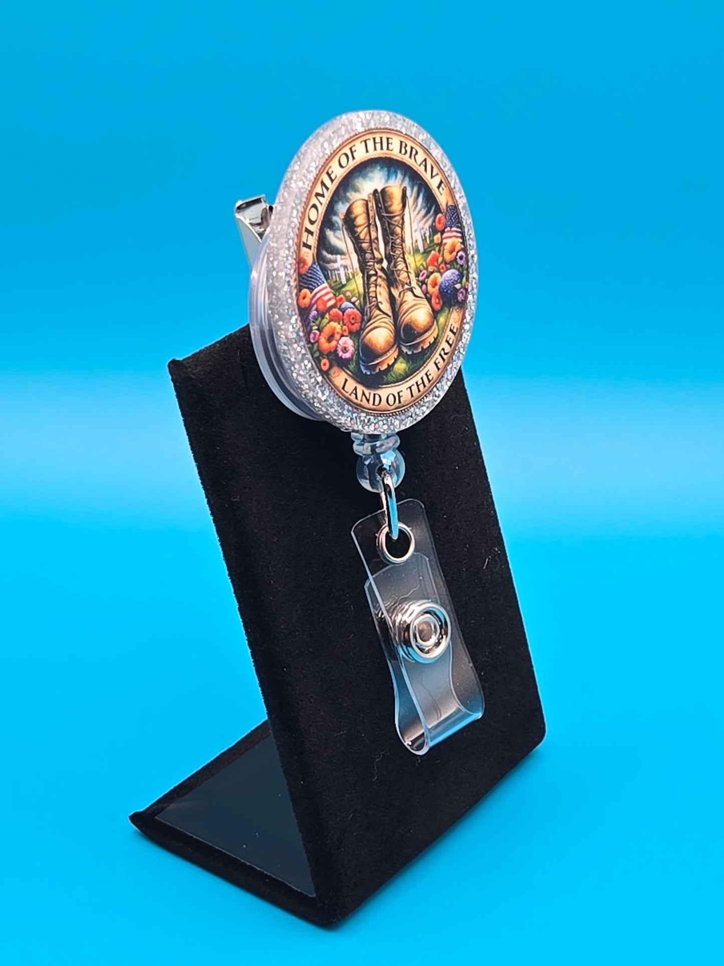 Home of the Brave, Land of the Free Acrylic Badge Reel