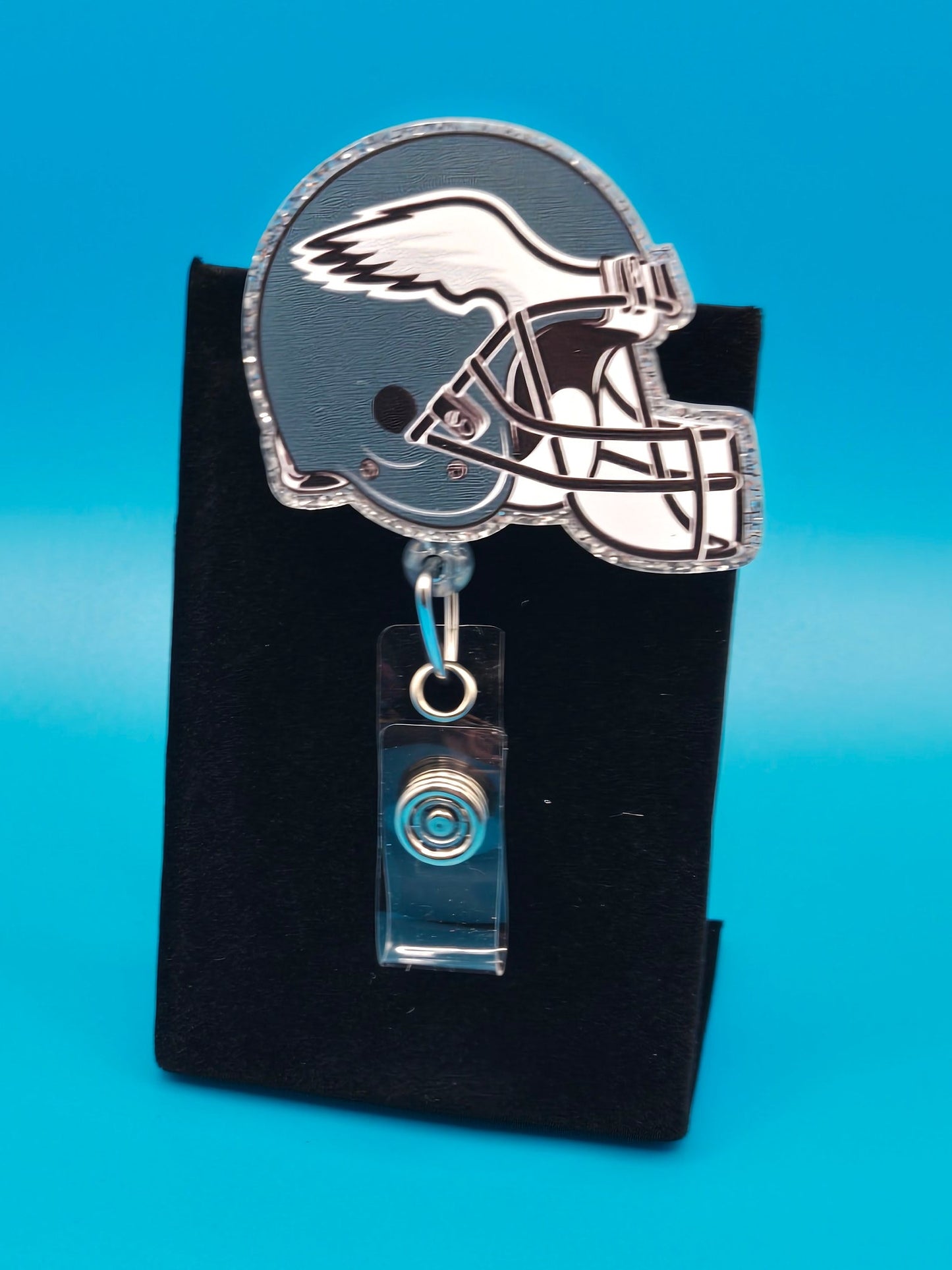 Sports Themed Football Helmet Acrylic Badge Reel
