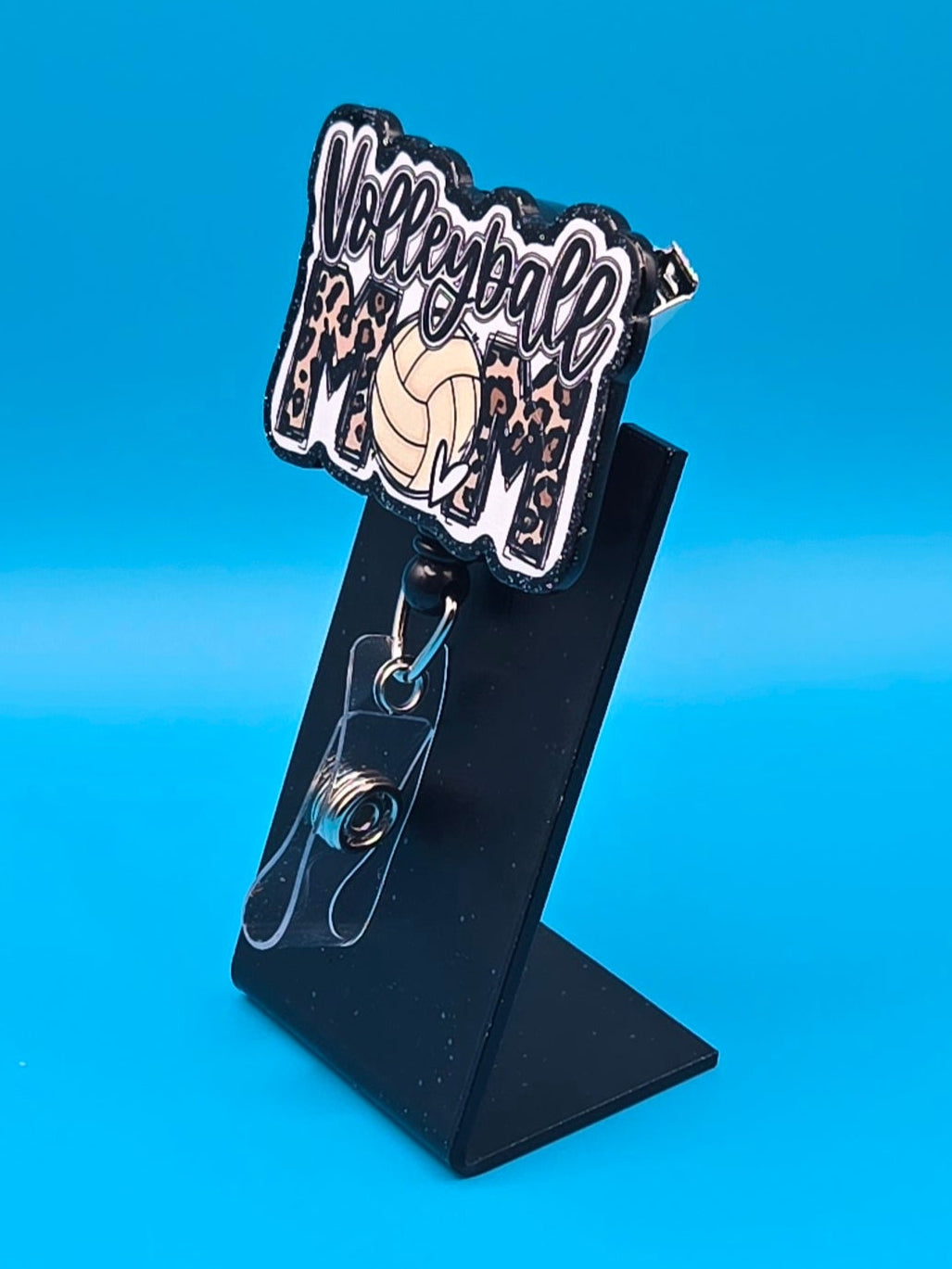 Volleyball Mom Acrylic Badge Reel