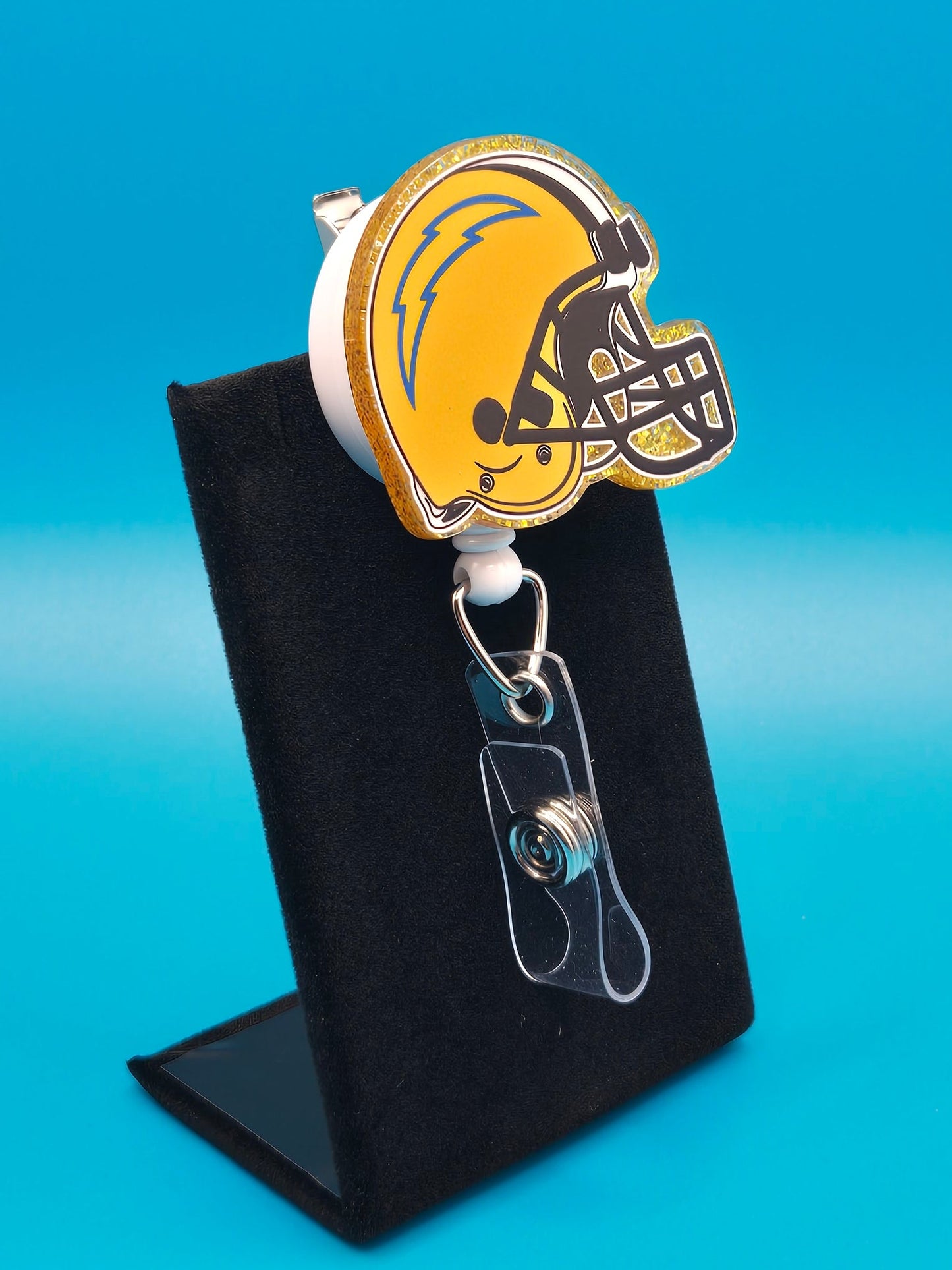 Sports Themed Football Helmet Acrylic Badge Reel