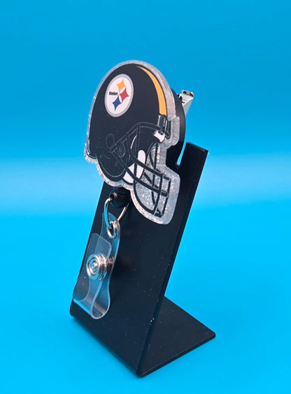Sports Themed Football Helmet Acrylic Badge Reel