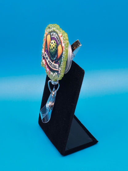 Sports Themed Pickleball Acrylic Badge Reel