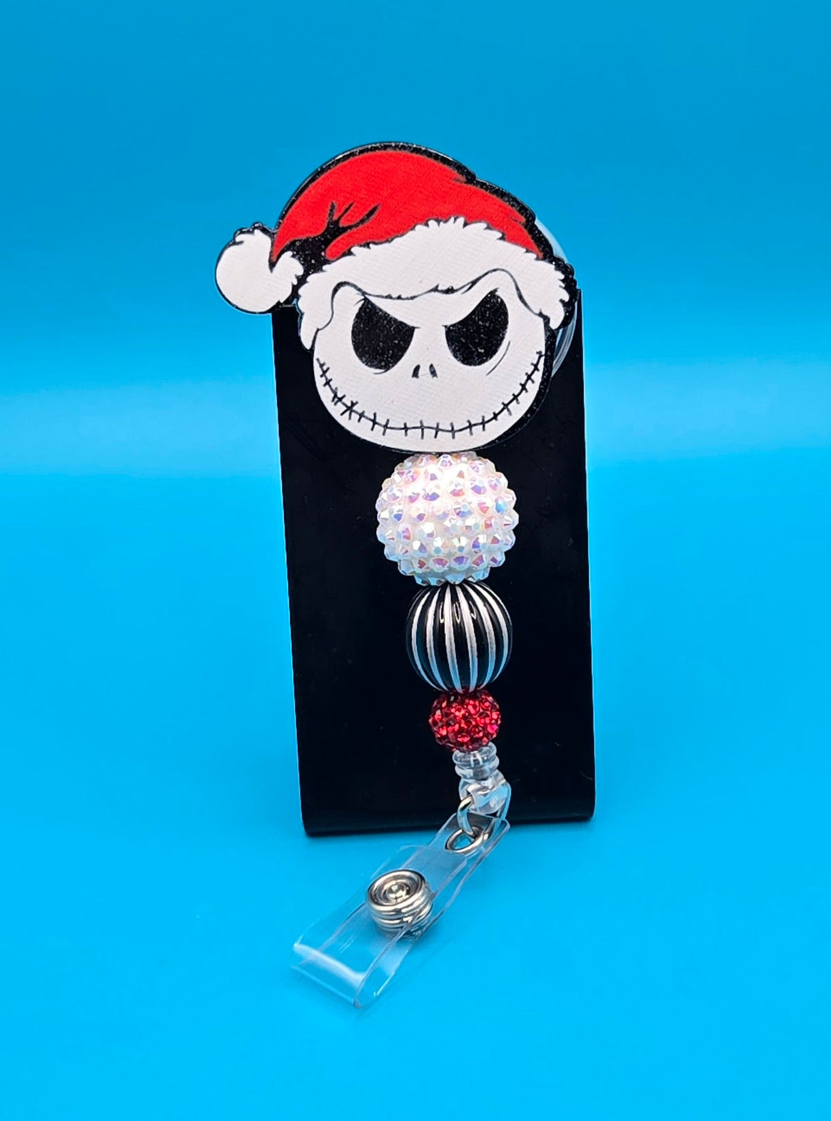 Santa Skeleton Man Acrylic Sassy Badge Reel
