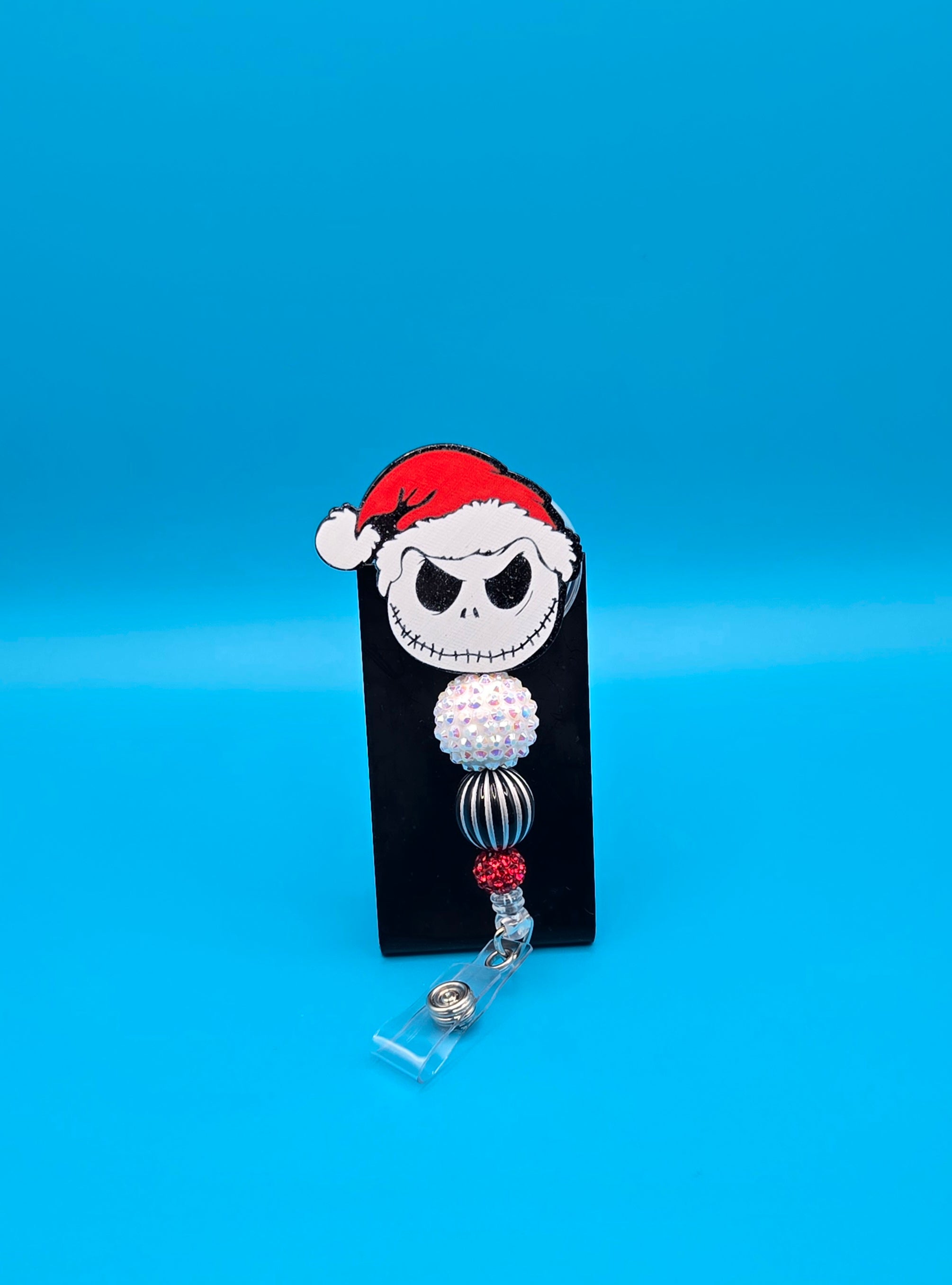 Santa Skeleton Man Acrylic Sassy Badge Reel