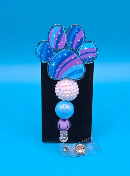Galaxy Paw Print Acrylic Badge Reel