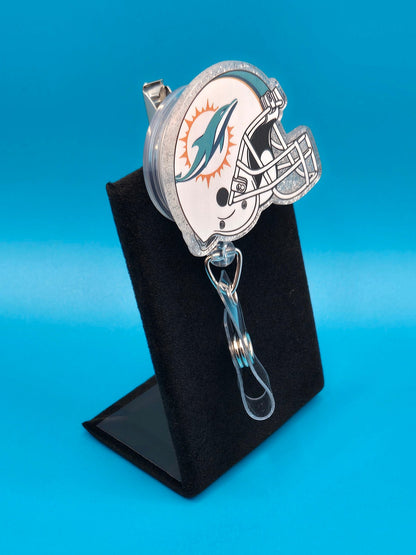 Sports Themed Football Helmet Acrylic Badge Reel