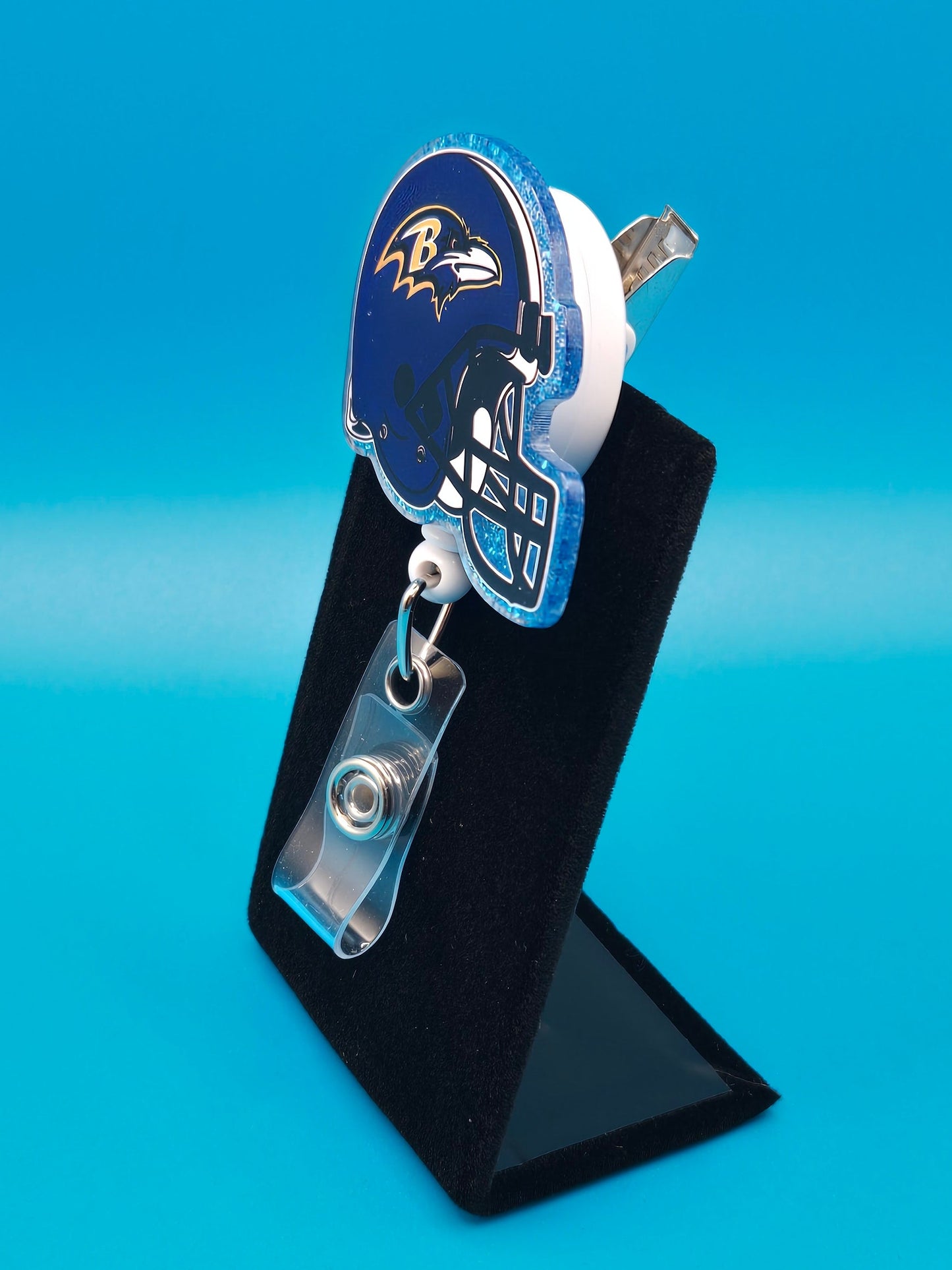Sports Themed Football Helmet Acrylic Badge Reel