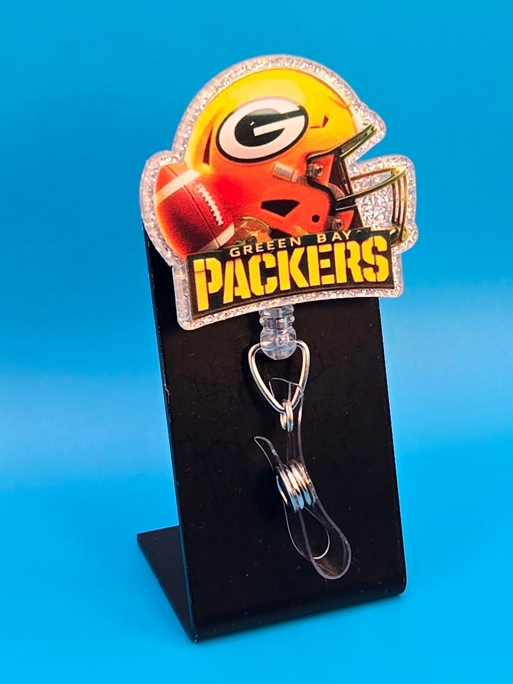 Sports Themed Football Helmet Acrylic Badge Reel