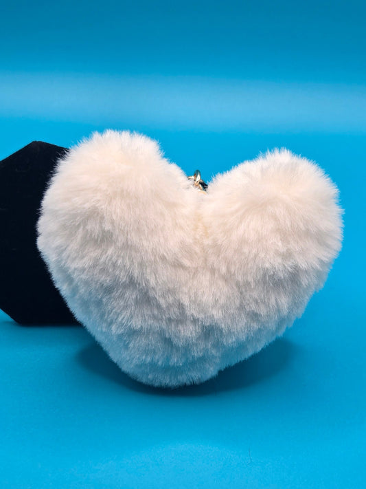 Fuzzy Plush Heart Keychain