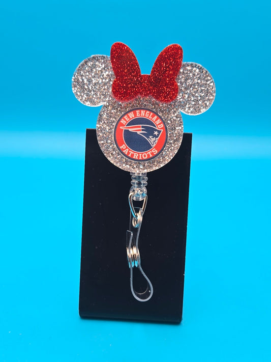 Sports Themed Mouse Profile Football Acrylic Badge Reel