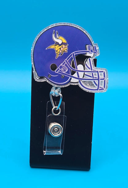 Sports Themed Football Helmet Acrylic Badge Reel