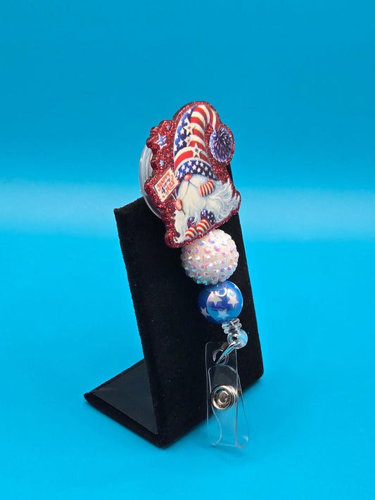 Patriotic Gnome Acrylic Badge Reel