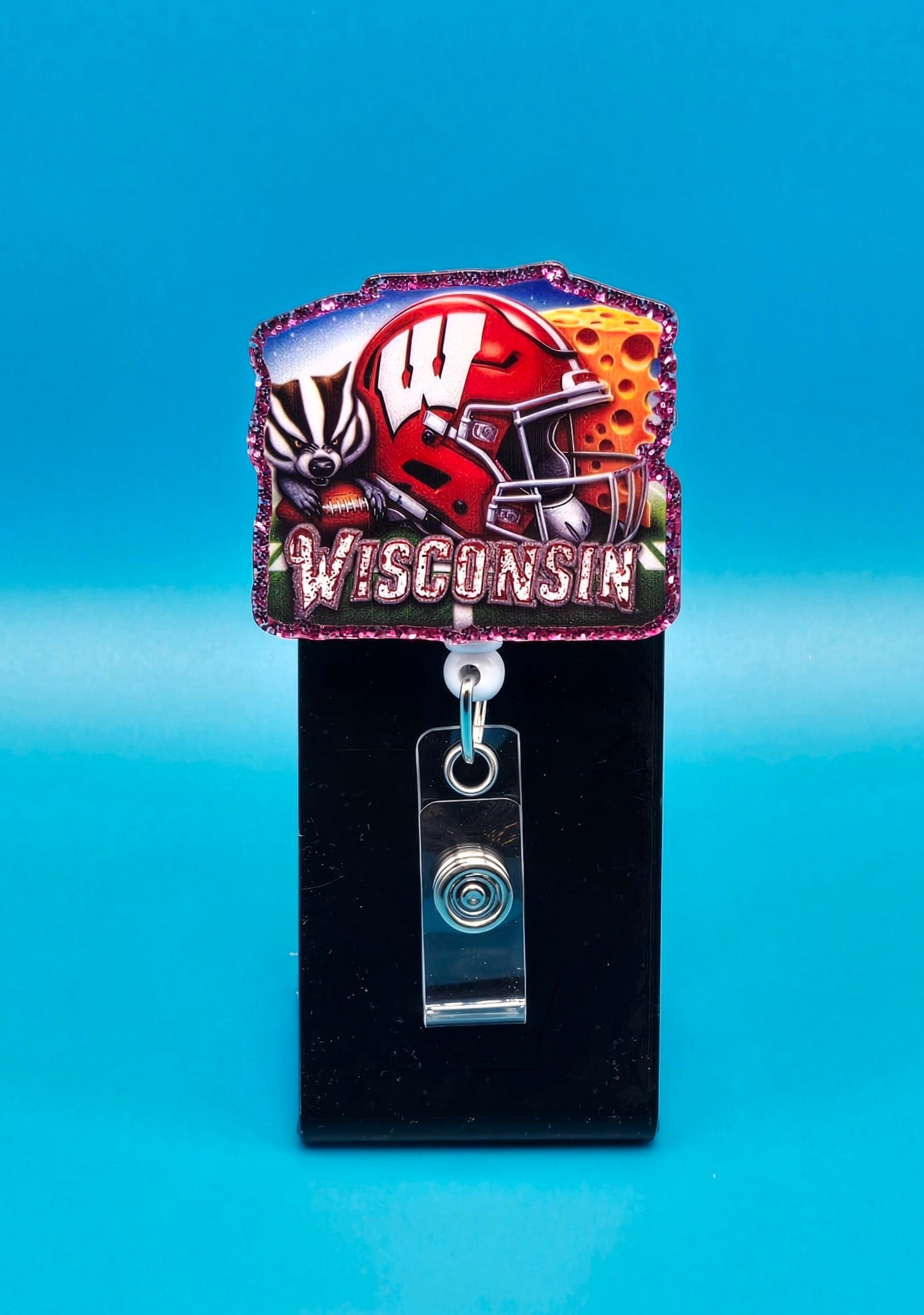 Sports Themed Football Acrylic Badge Reel
