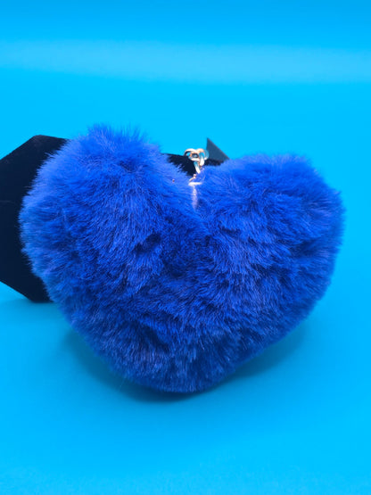 Fuzzy Plush Heart Keychain
