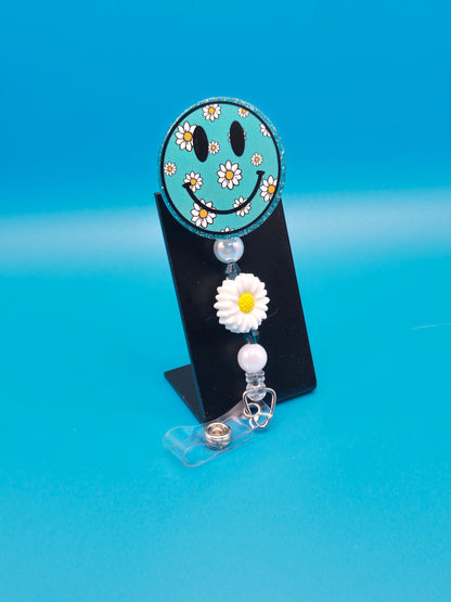 Smiley Daisy Acrylic Badge Reel