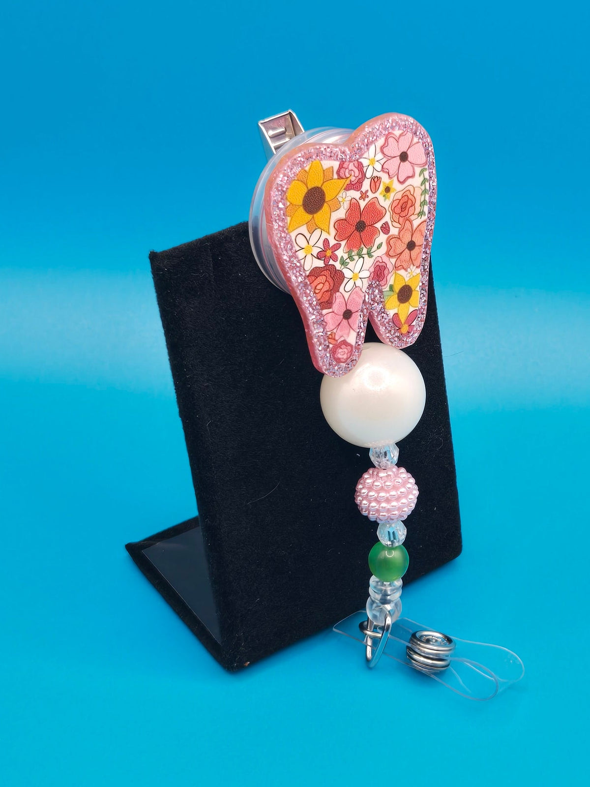 Tooth Floral Acrylic Badge Reel