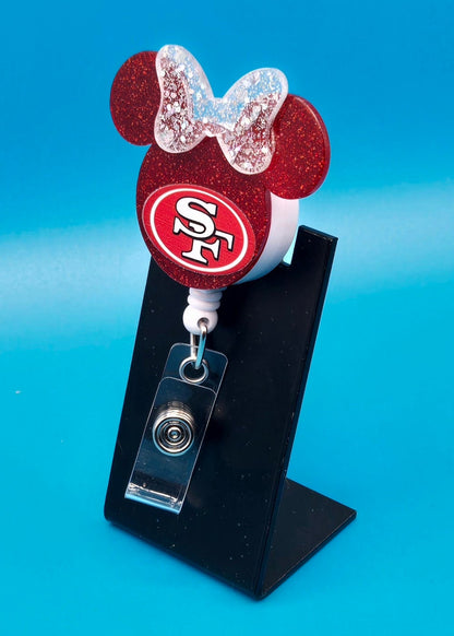 Sports Themed Mouse Profile Football Acrylic Badge Reel