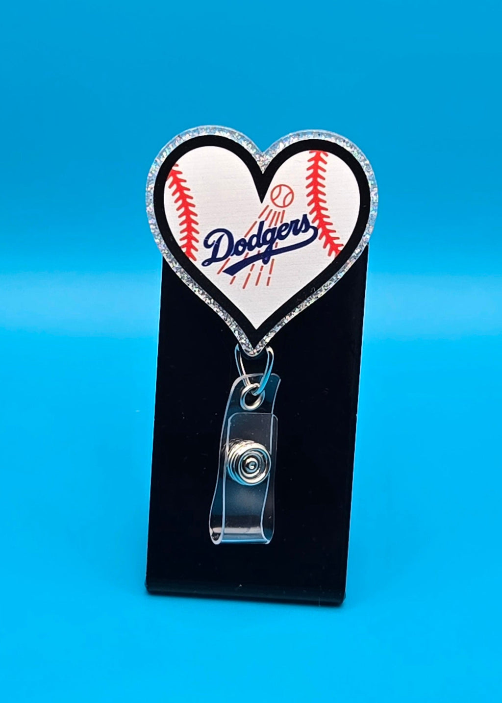 Baseball Heart Acrylic Badge Reel