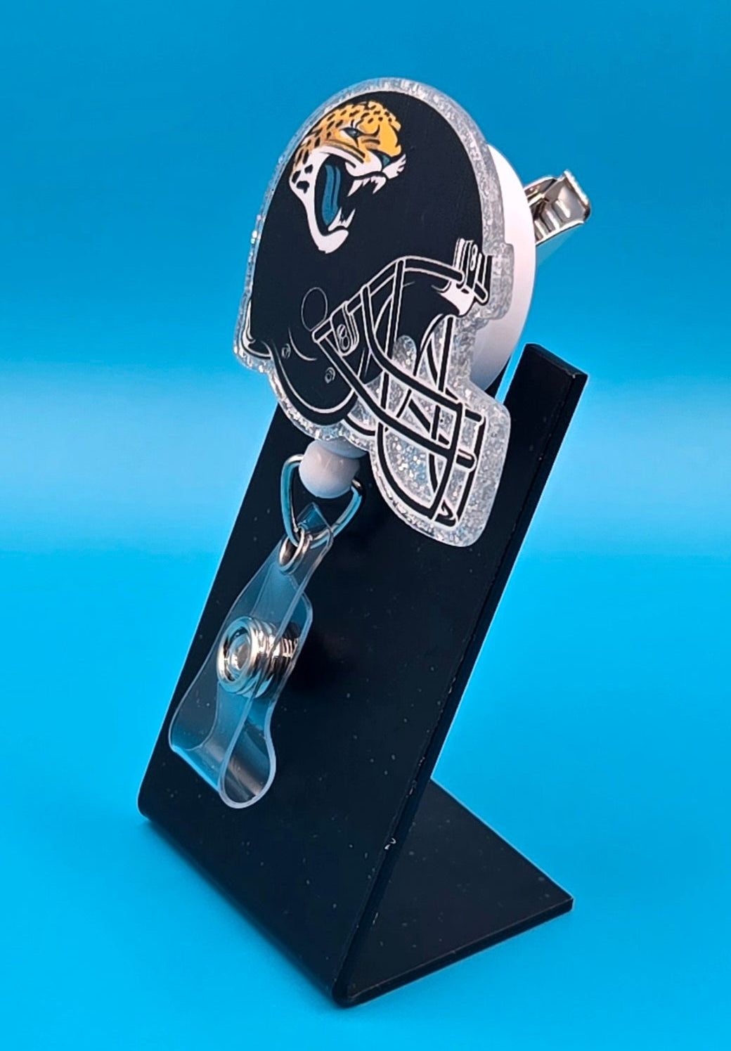 Sports Themed Football Helmet Acrylic Badge Reel