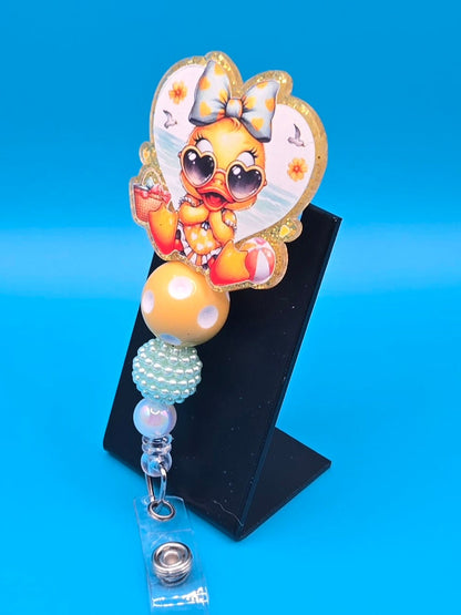 Beach Chick Acrylic Badge Reel