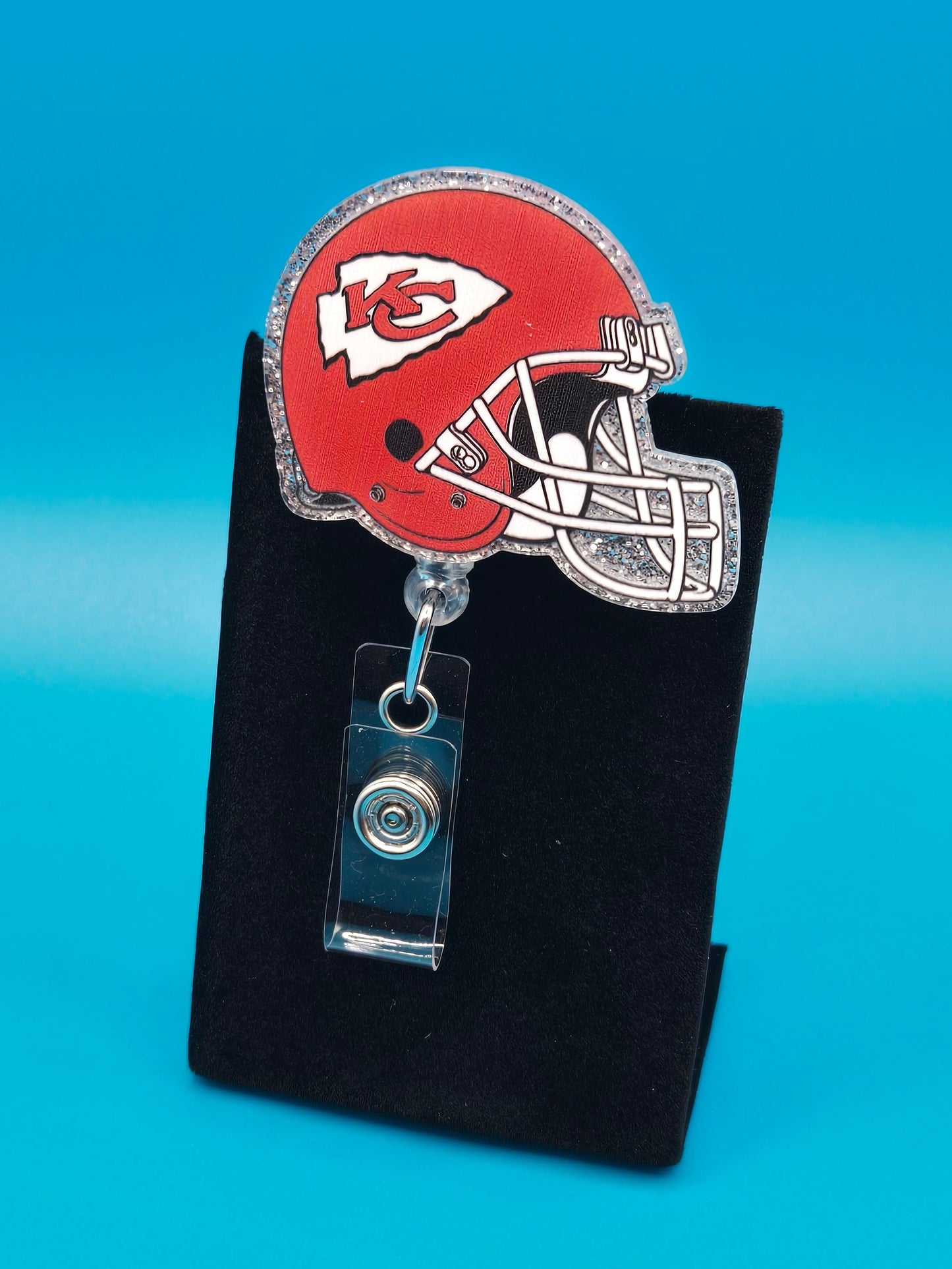 Sports Themed Football Helmet Acrylic Badge Reel