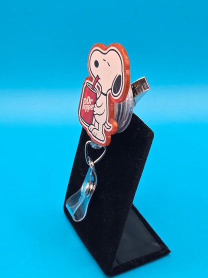 Dog with Soda Acrylic Badge Reel