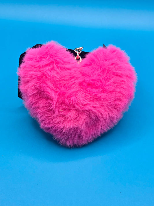 Fuzzy Plush Heart Keychain
