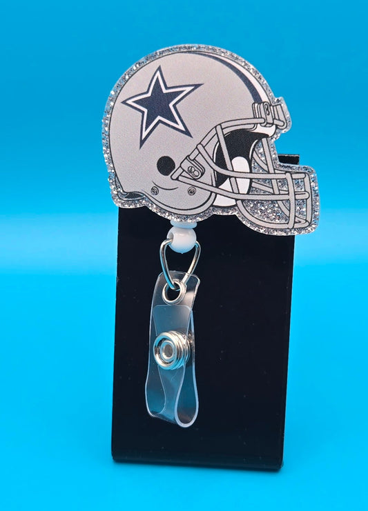 Sports Themed Football Helmet Acrylic Badge Reel