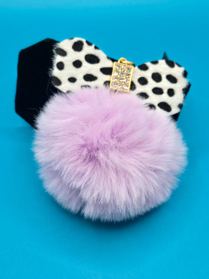Fur Stuffed Ball with Bow Keychain
