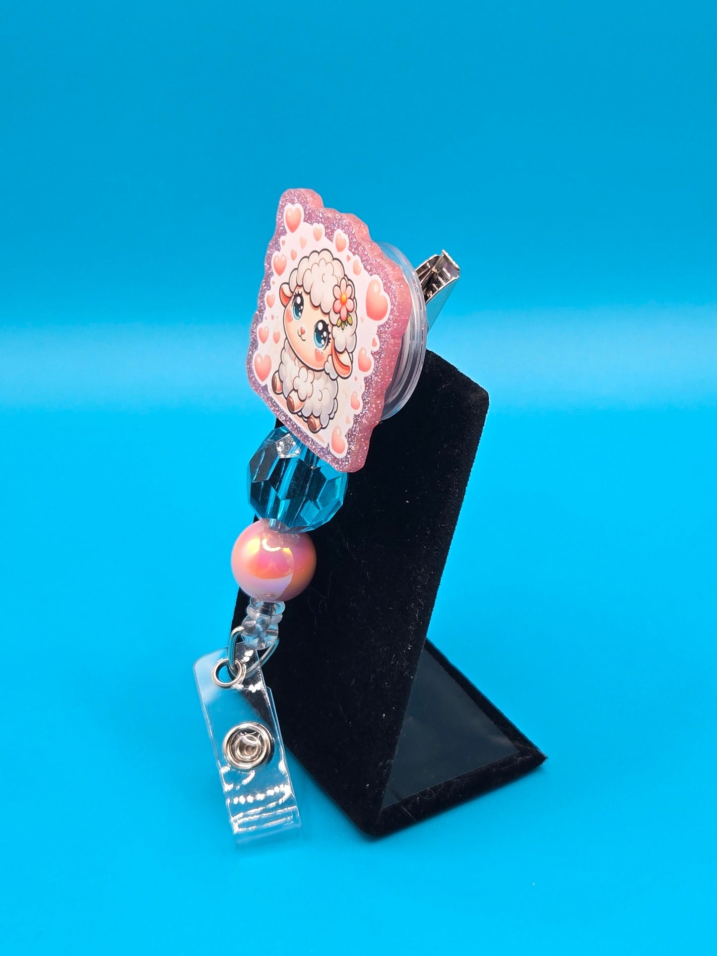 Adorable Lamb Acrylic Badge Reel