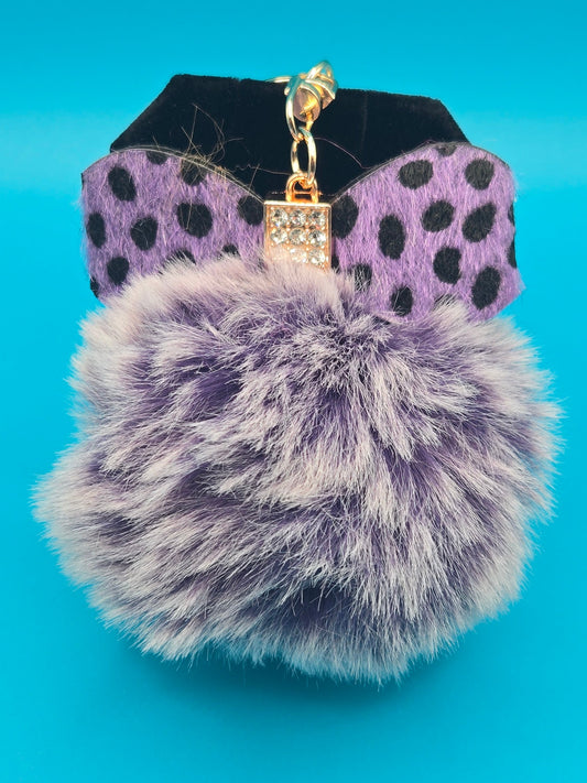 Fur Stuffed Ball with Bow Keychain