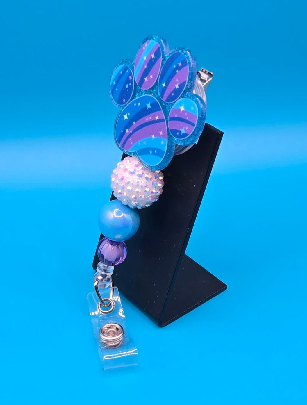Galaxy Paw Print Acrylic Badge Reel