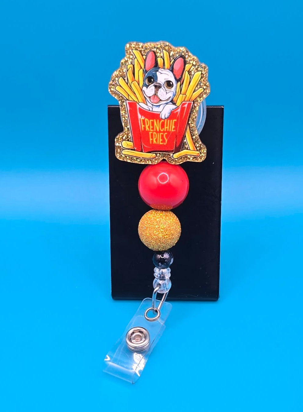 Frenchie Fries Acrylic Badge Reel