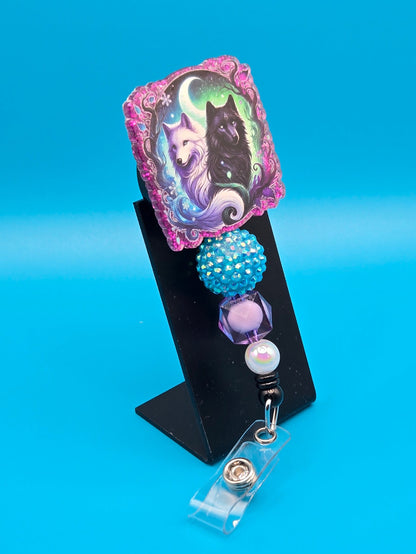 Majestic Wolves Acrylic Badge Reel