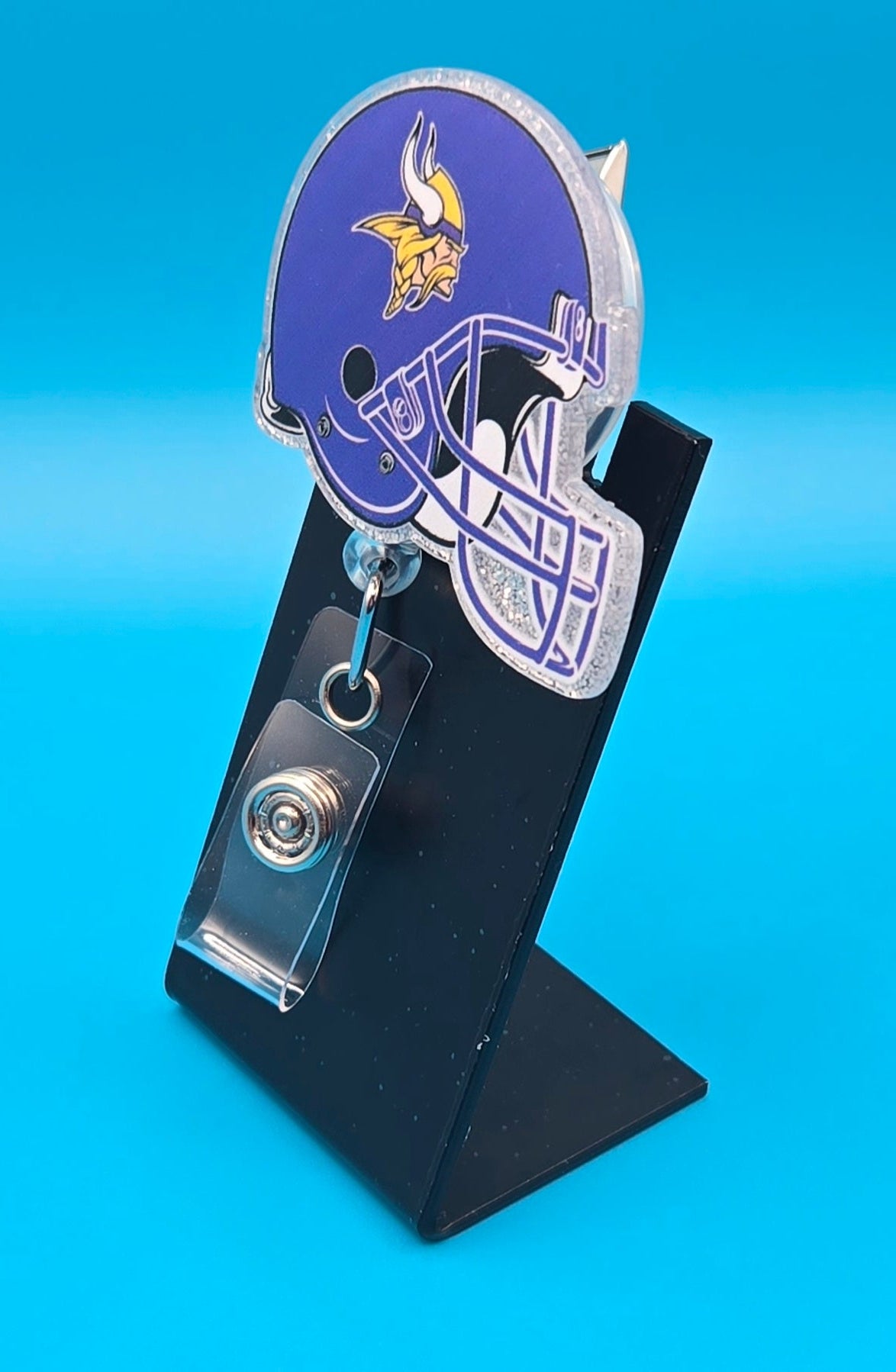 Sports Themed Football Helmet Acrylic Badge Reel