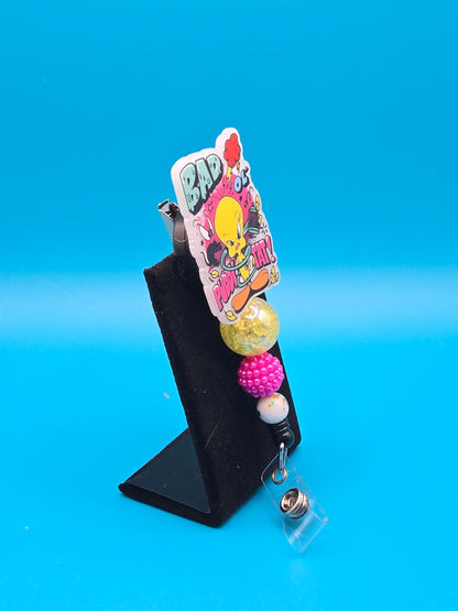 Bad ol Puddy Cat Acrylic Badge Reel