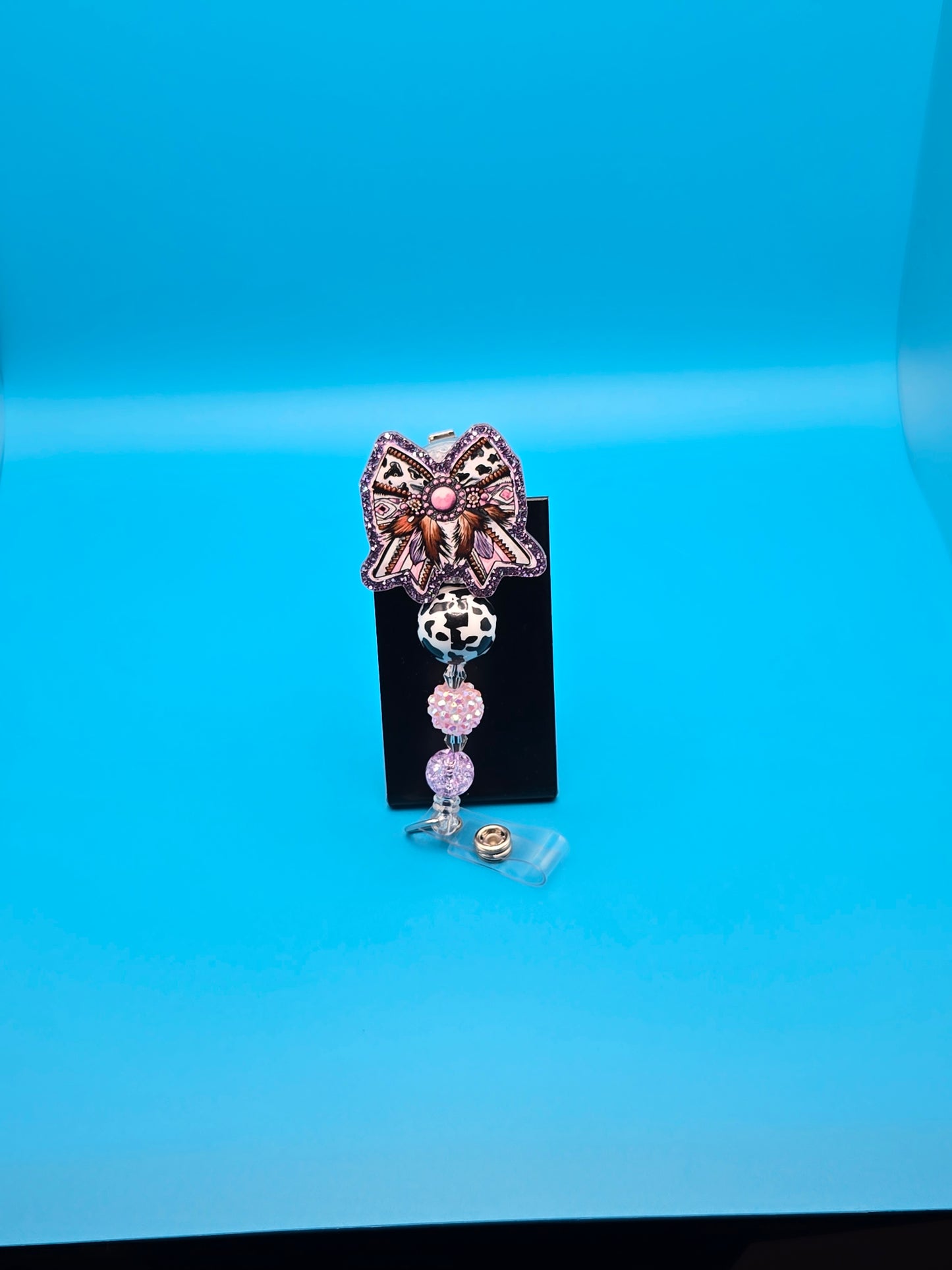 Pink Western Bow Acrylic Badge Reel