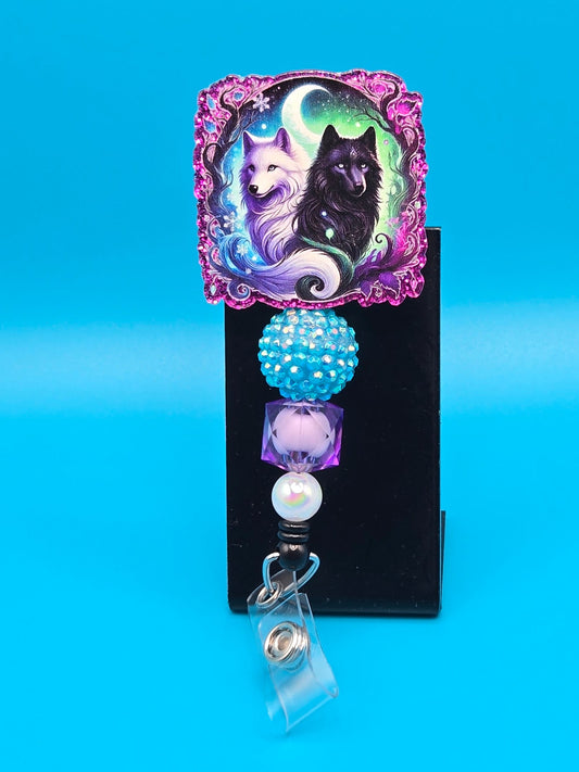 Majestic Wolves Acrylic Badge Reel