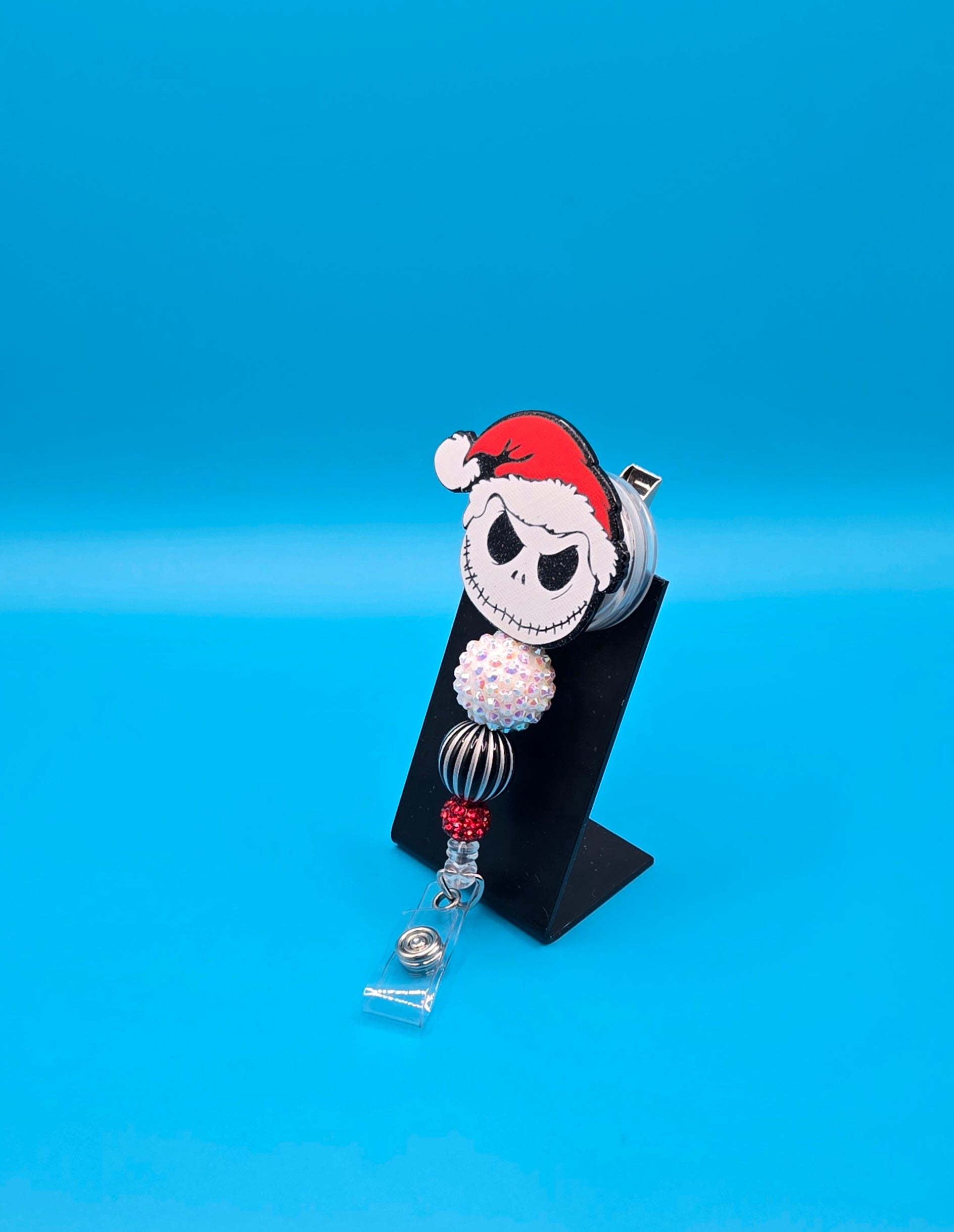 Santa Skeleton Man Acrylic Sassy Badge Reel