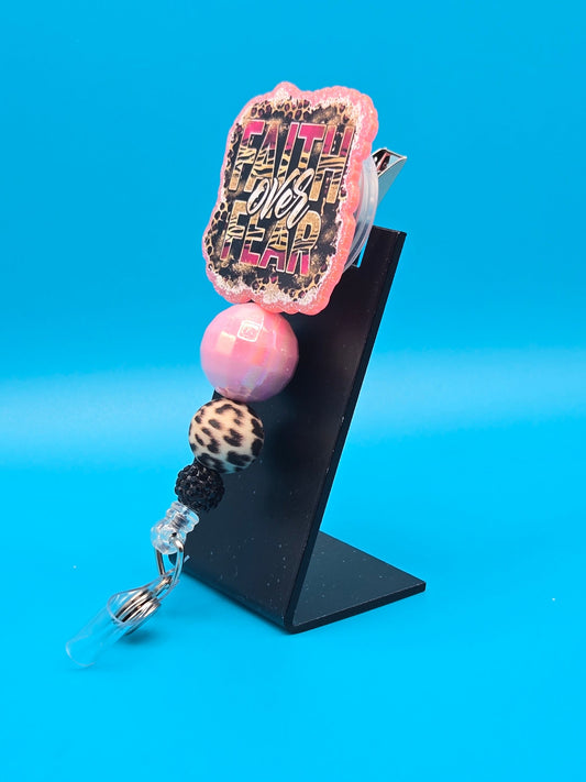Faith Over Fear Acrylic Badge Reel