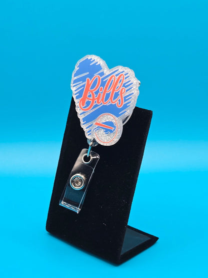 Sports Themed Heart Acrylic Badge Reel