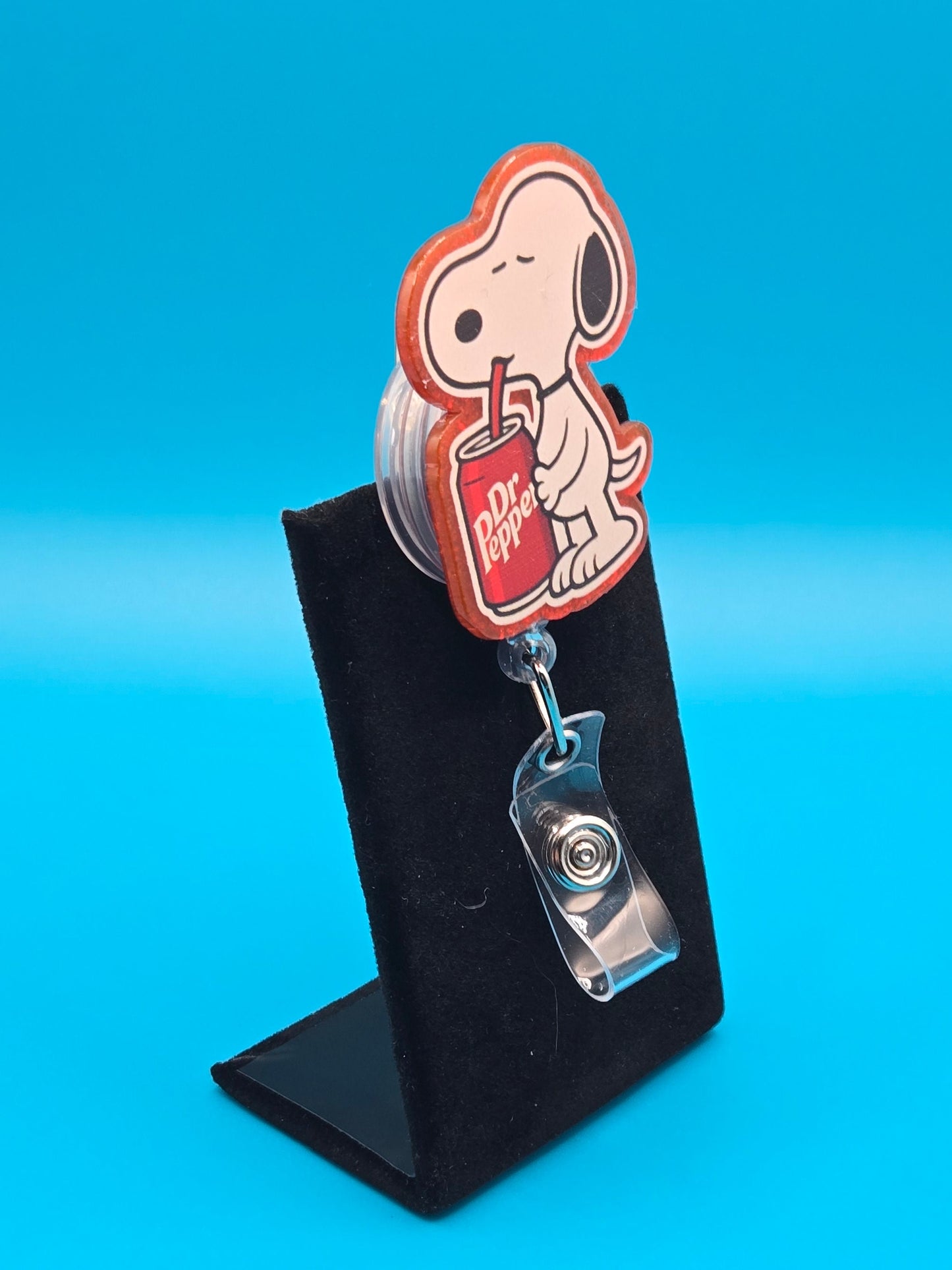 Dog with Soda Acrylic Badge Reel