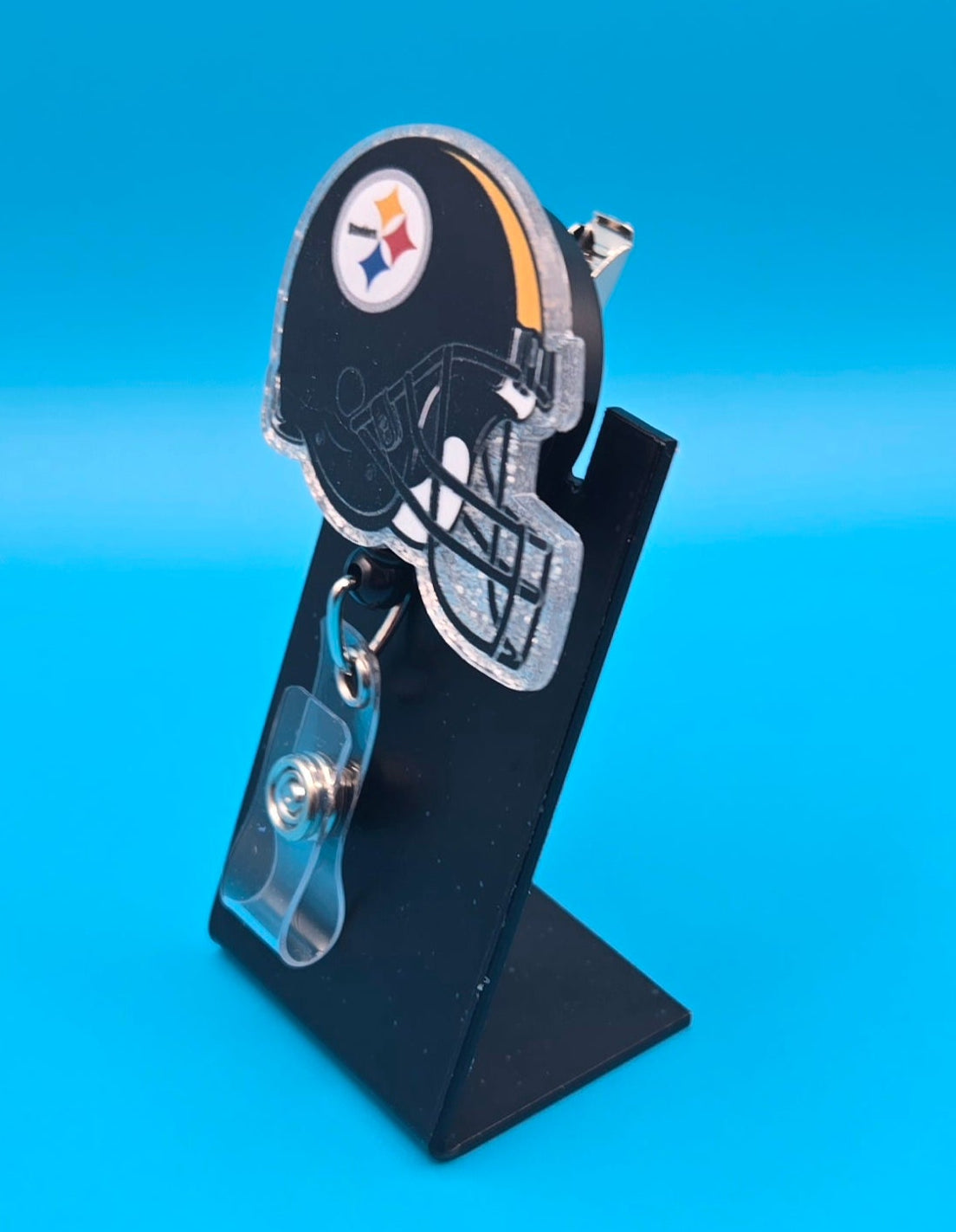 Sports Themed Football Helmet Acrylic Badge Reel